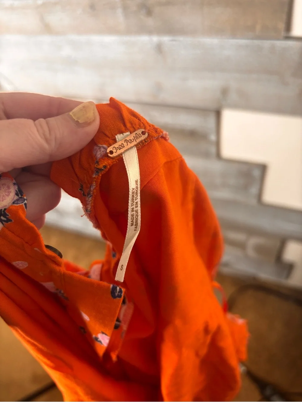 Free People Like A Lady Linen Blend Mini Dress Orange Fruit ruffles